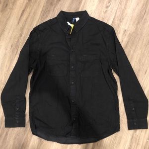H&M 🆕 Men’s Black Fased 100% Cotton Shirt Size L